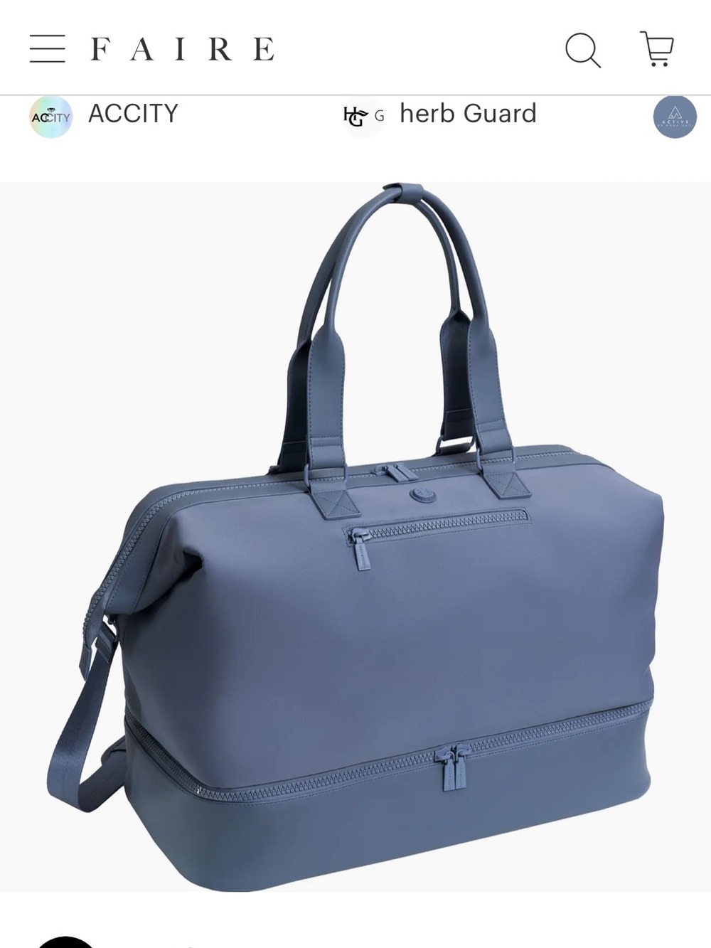 Max Studio Slate Blue Travel Duffel with Tote Handles
